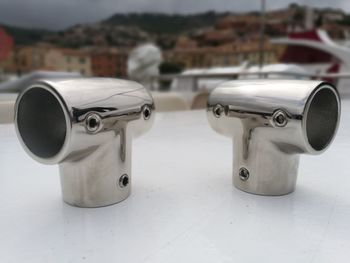 Close-up of coin-operated binoculars against blurred background