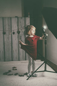 Portrait of girl in photography studio