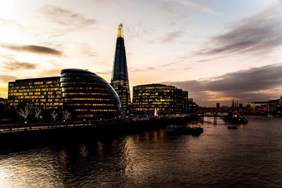 City lit up at sunset