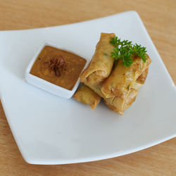 Close-up of food in plate on table