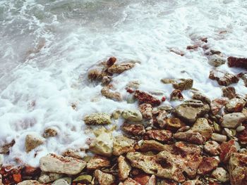 Waves splashing on rocks