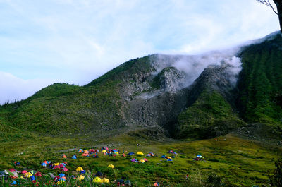 Scenic view of mountains against sky