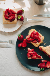 Close-up of cake in plate on table