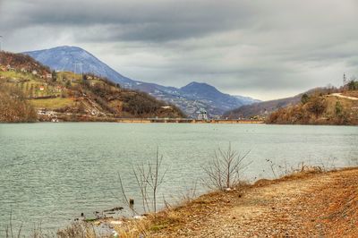 Scenic view of lake against sky