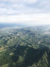 Aerial view of green forested landscape