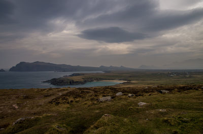 Scenic view of land against sky