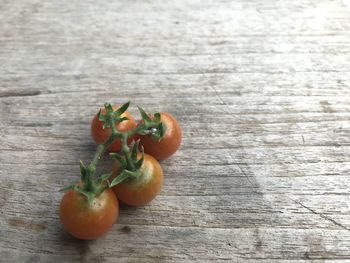 High angle view of tomatoes on table