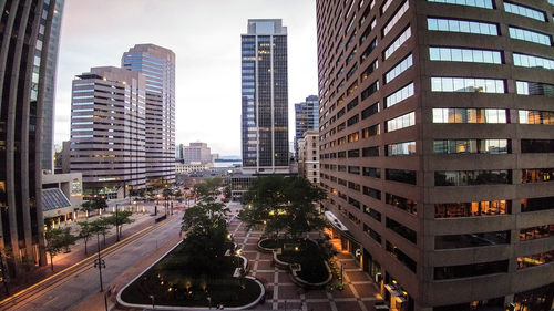 High angle view of cityscape against sky