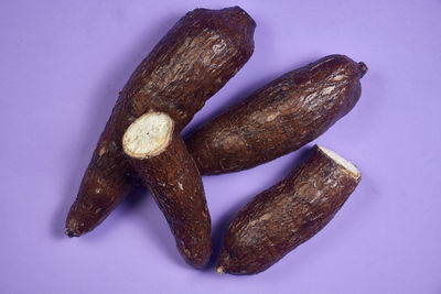 Close-up of food on blue background