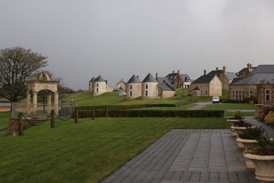 Houses against clear sky