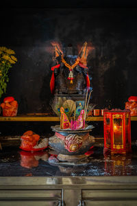 Burning candles in temple