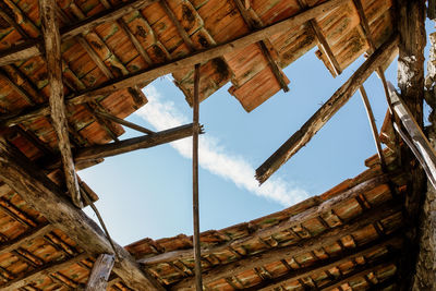 Low angle view of old building against sky