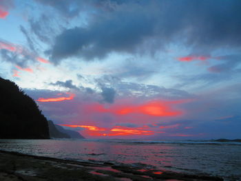 Scenic view of sea against sky during sunset