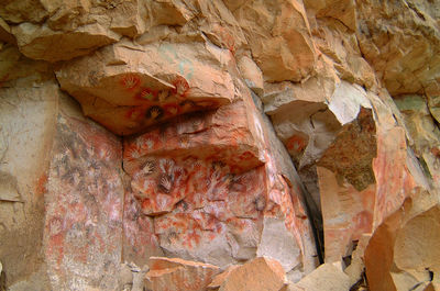 Low angle view of rock formation