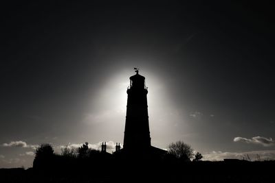 Low angle view of silhouette building against sky