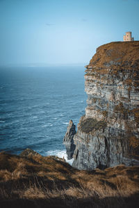 Scenic view of sea against clear sky