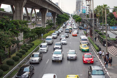 High angle view of traffic on city street