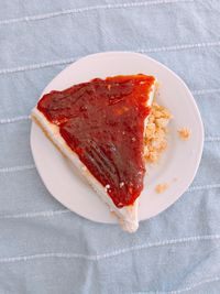 High angle view of breakfast in plate