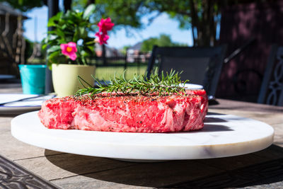 Close-up of food on table