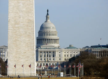  view of the washington monument in the us capitol building in washington dc .