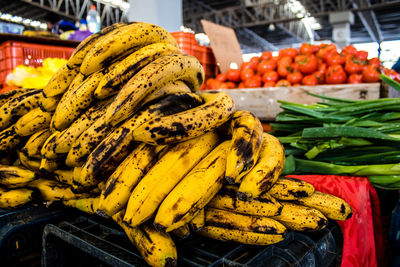 High angle view of food for sale at market stall