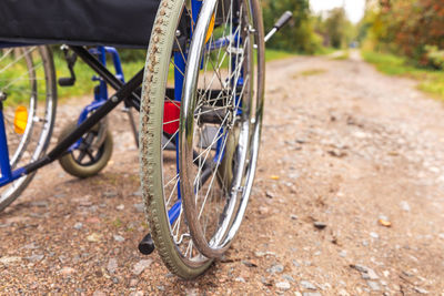 Close-up of bicycle on road