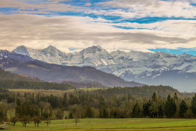 Scenic view of mountains against sky