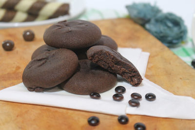 High angle view of chocolate on table