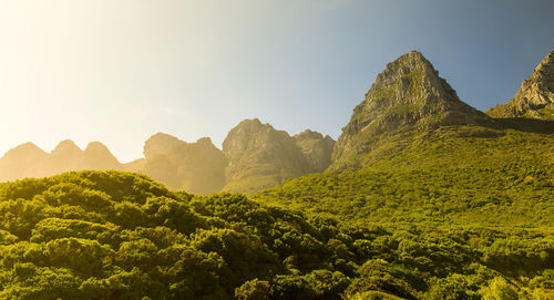 Scenic view of rocky mountains against sky