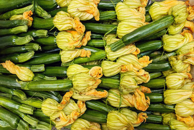 High angle view of vegetables for sale at market stall