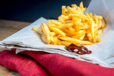 Close-up of fries on plate