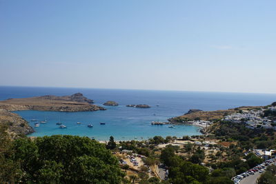 Scenic view of sea against clear sky