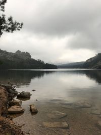 Scenic view of lake against sky