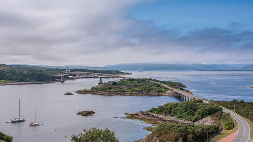 Bridge over sea against sky