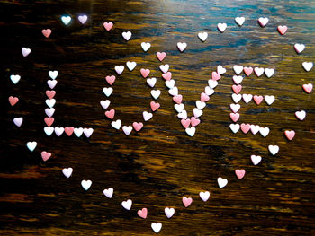 Close-up of heart shape on table
