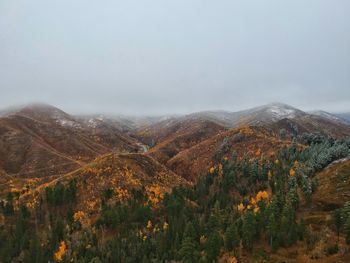 Scenic view of landscape against sky during autumn