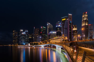 Illuminated city lit up at night