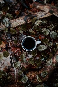 High angle view of coffee cup