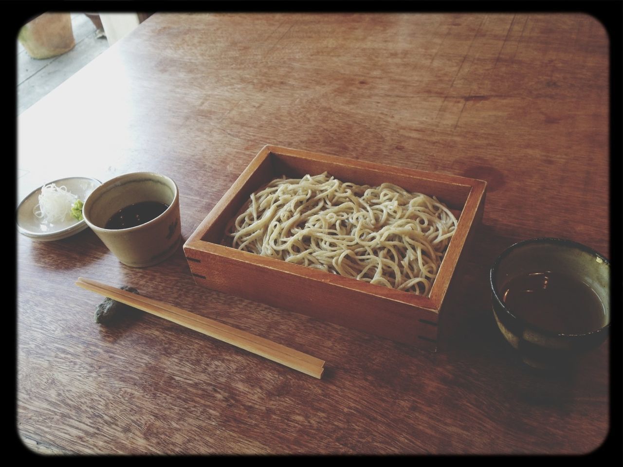 transfer print, indoors, food and drink, table, auto post production filter, still life, food, freshness, high angle view, drink, bowl, spoon, coffee cup, refreshment, wood - material, plate, healthy eating, close-up, directly above, no people