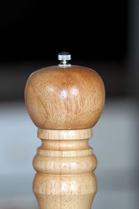 Close-up of wooden pepper mill
