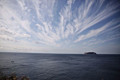 Scenic view of sea against cloudy sky