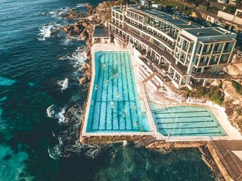 High angle view of swimming pool