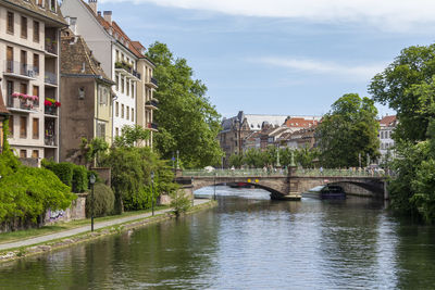 Idyllic waterside impression of strasbourg, a city at the alsace region in france