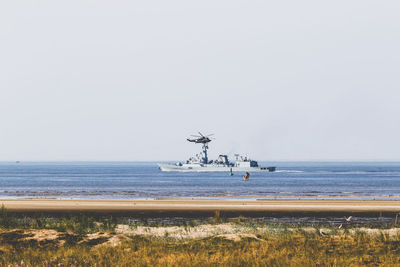 Scenic view of sea against clear sky