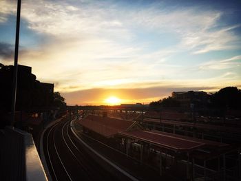 Railroad track at sunset