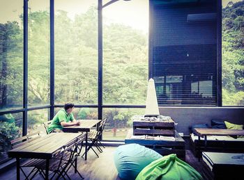 Empty chairs and table