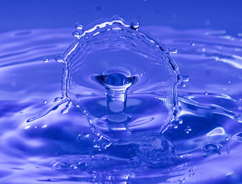 Close-up of drop splashing in water