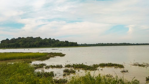 Scenic view of lake against sky