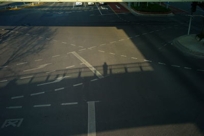 High angle view of airplane on road