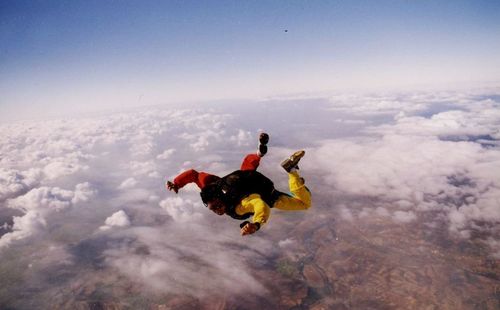High angle view of man skydiving